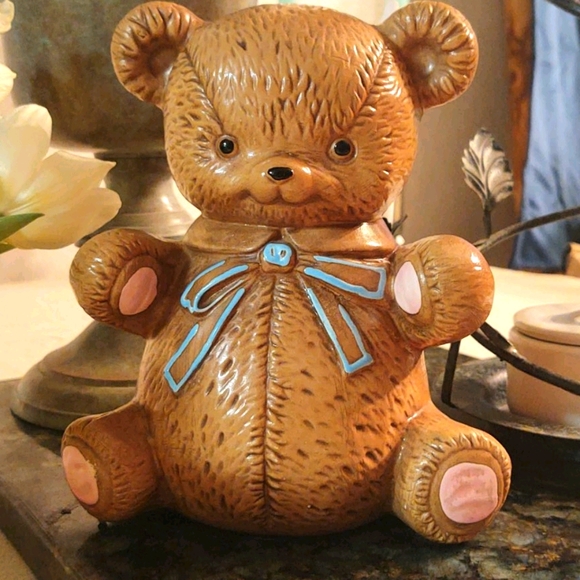 Teddy Bear Coin Jar Bank Vintage Children's Room Nursery Decor - Picture 2 of 8